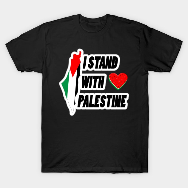 I stand with Palestine - Map and Watermelon Logo T-Shirt by BluedarkArt